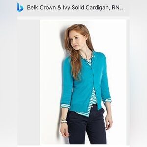 Crown & Ivy Women's Teal Long Sleeve Cardigan